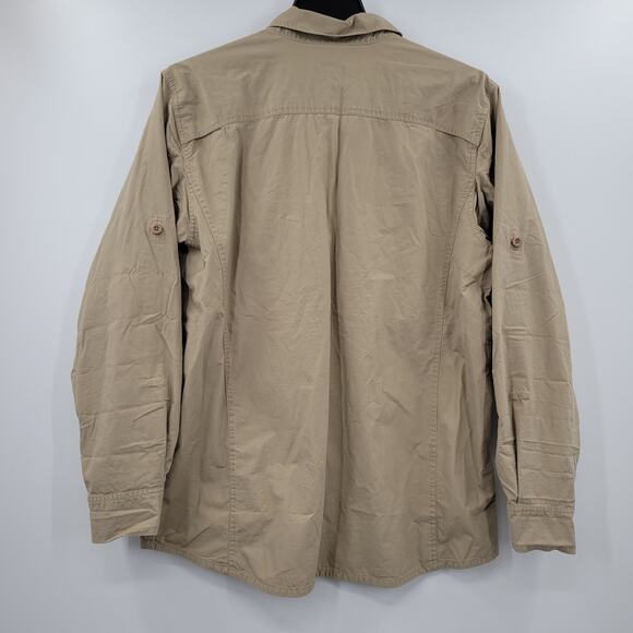 Eddie Bauer sport shop tan button down long sleeve shirt size L - Picture 4 of 6